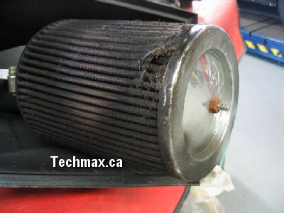 K&N Air Filter
Neglected K & N air filter. If your use filter like this, you will buy components  [url=http://techmax.ca/photoalbum/displayimage.php?album=10&pos=1]like this.[/url] (Air flow meters, $400 can be each). Our approach to this filters thread with caution, they are meant for racing catching the large dirt particles but they are very poor on the fine dust or sand. Hold it to the light and you can see throe them which means most fine dirt,dust will not be kept out of your engine. 
Keywords: K&N Air Filter